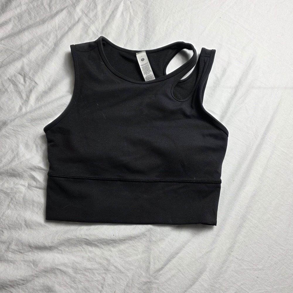 Lululemon Mastered Motion Cropped Tank Size 4 Built-In Bra Black